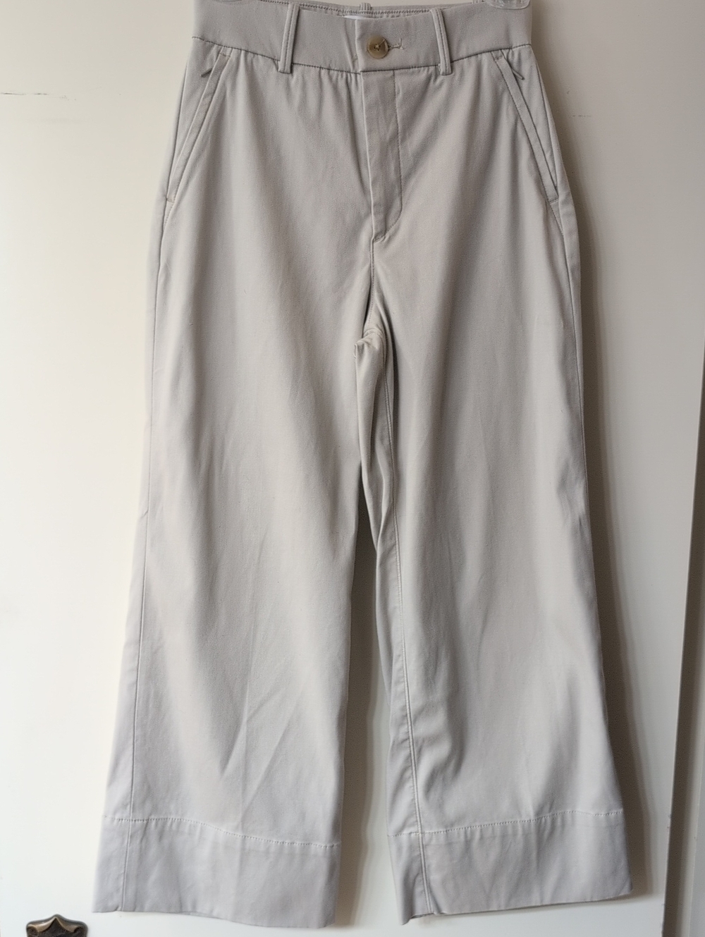 Spanx Crop Wide Leg 2.0 Stretch Twill Classic Khaki Taupe Pants Women's Sz XS TP